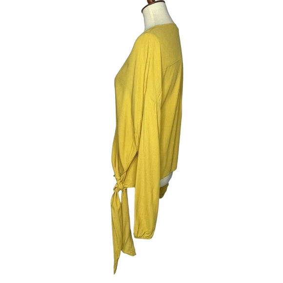 Madewell Shirt Womens XL Raelynn Yellow Wrap Blouse Side Tie Viscose V-Neck - Picture 4 of 16